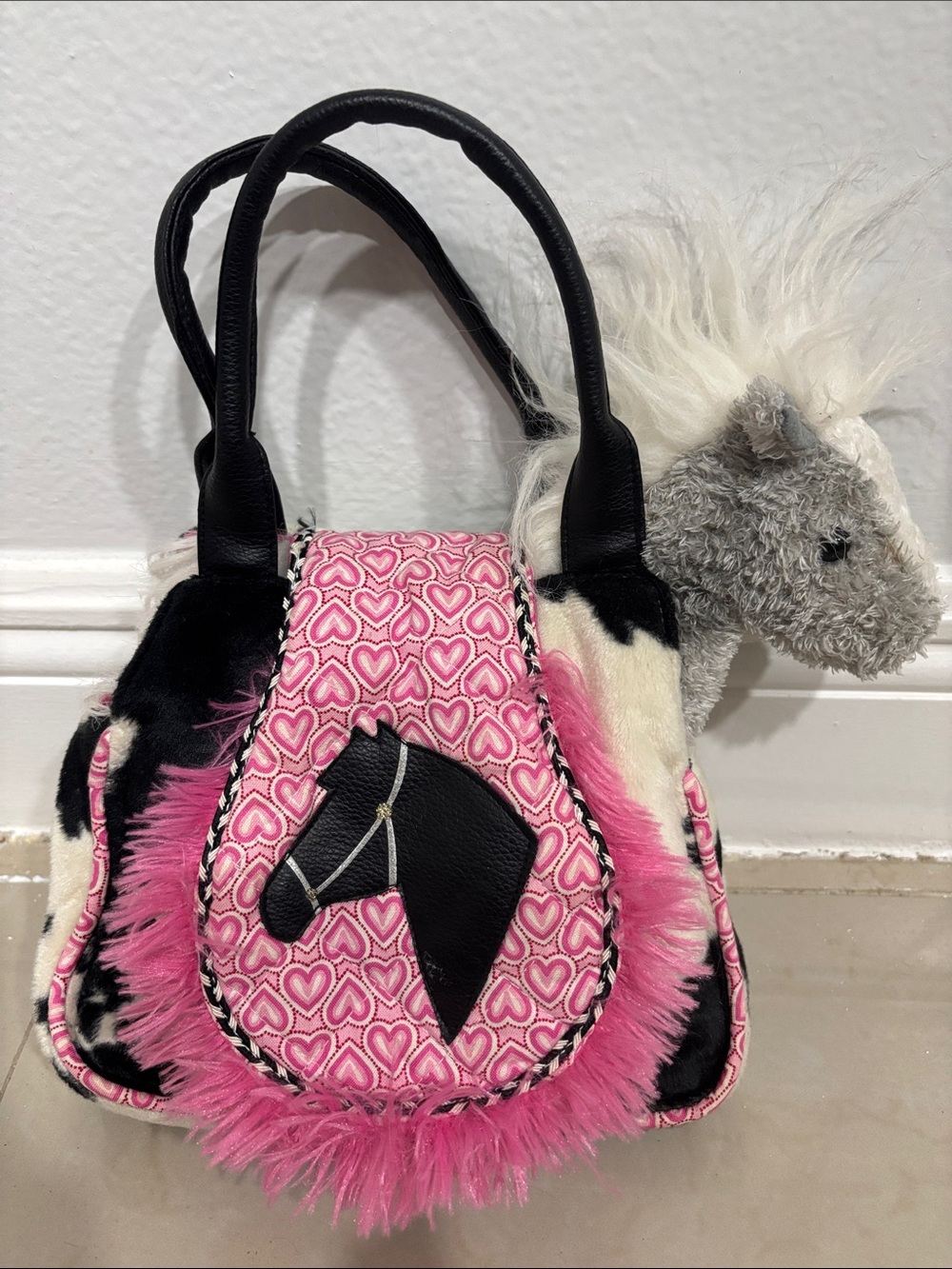 douglas cuddle toy horse with sassy pet saks bag